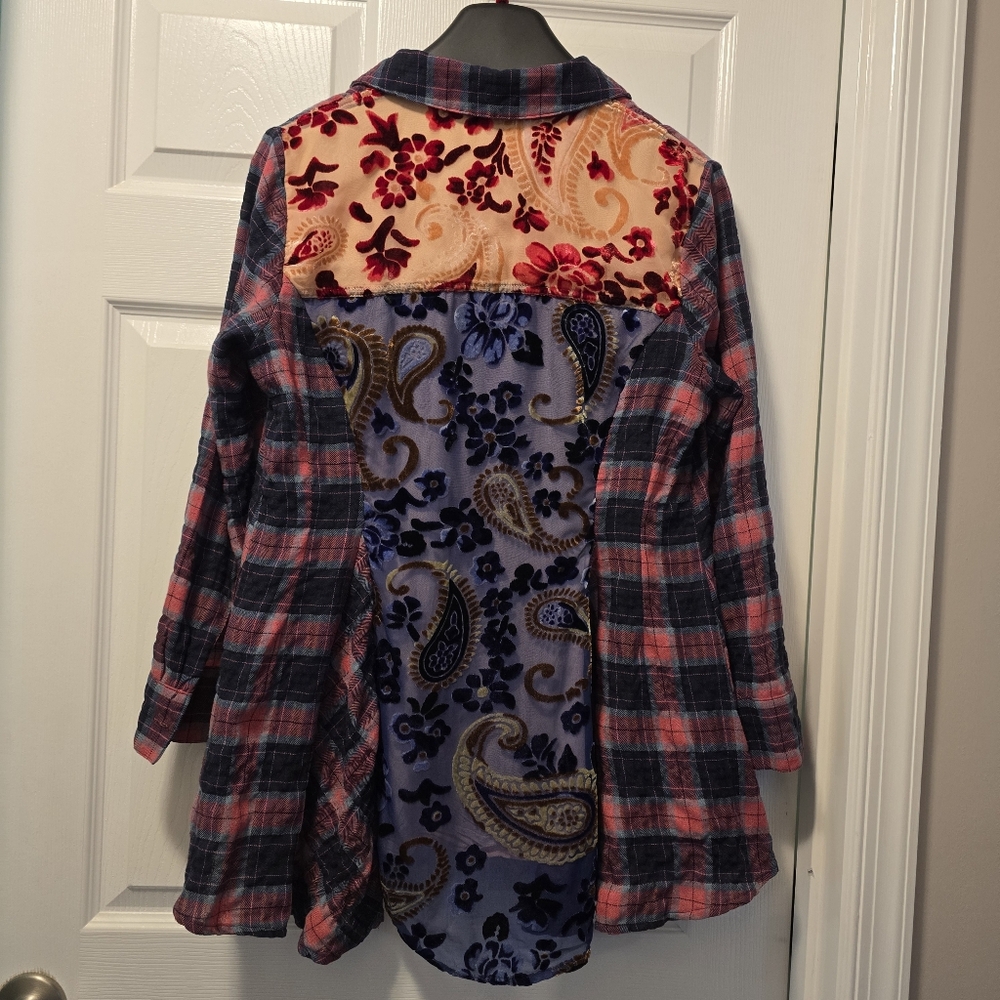 Soft Surroundings Kensington Plaid Burnout Velvet Tunic - MP - Picture 3 of 14